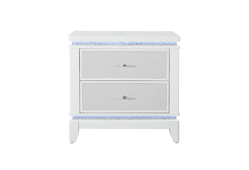 ALINA WHITE NIGHTSTAND WITH LED AND USB