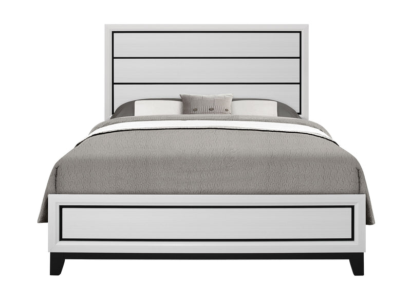 KATE WHITE QUEEN BED, DRESSER, MIRROR, NIGHTSTAND
