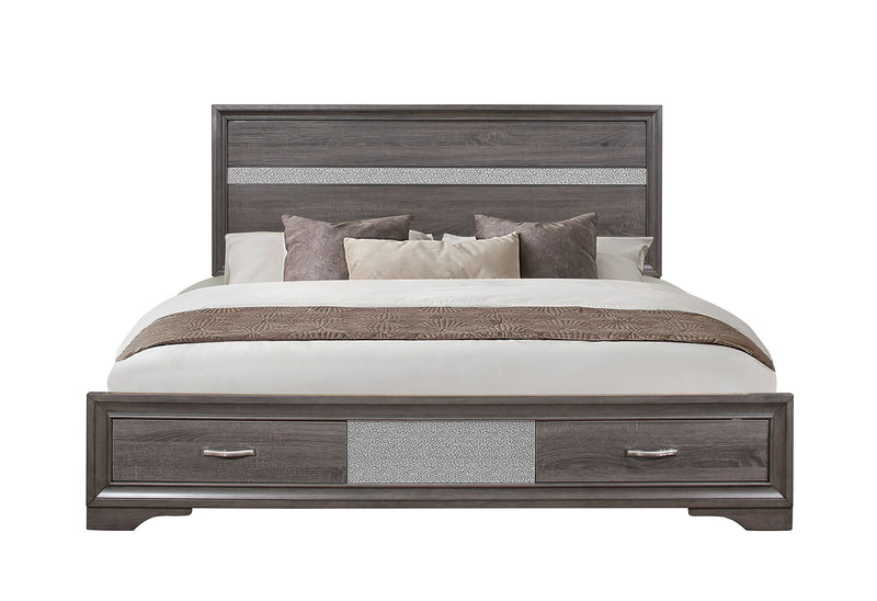 SEVILLE GREY KING BED DRESSER MIRROR NIGHTSTAND