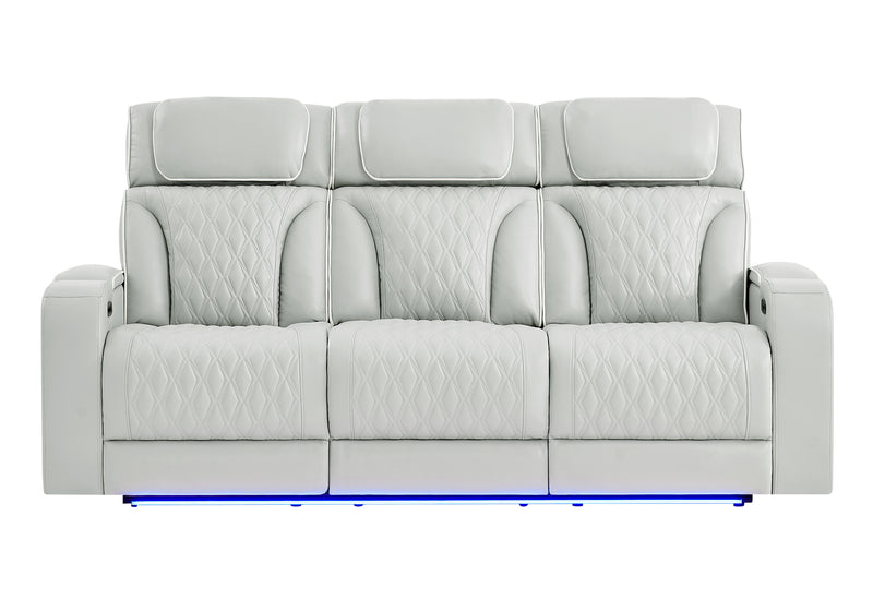 U8611 BLANCHE SILVER PWR REC SOFA WITH PHR AND LED