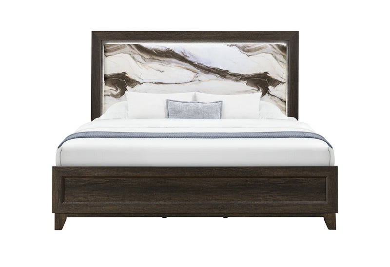 HARMONY BROWN QUEEN BED WITH LED